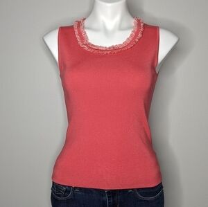 ✨3/$15 Neiman Marcus coral silk blend tank top XS
